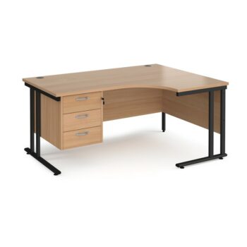 DAMS Maestro 25 right hand ergonomic desk with 3 drawer pedestal-0
