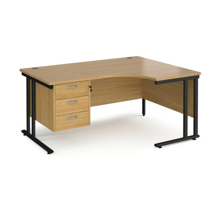 DAMS Maestro 25 right hand ergonomic desk with 3 drawer pedestal-26388