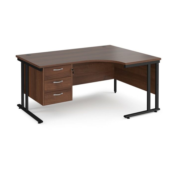DAMS Maestro 25 right hand ergonomic desk with 3 drawer pedestal-26387