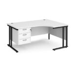 DAMS Maestro 25 right hand ergonomic desk with 3 drawer pedestal-26386