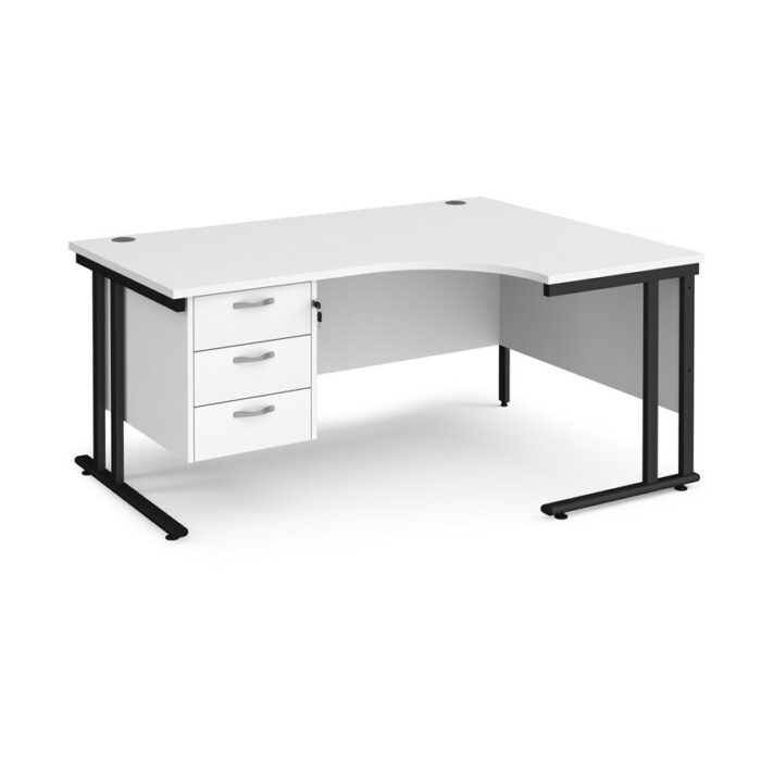 DAMS Maestro 25 right hand ergonomic desk with 3 drawer pedestal-26386