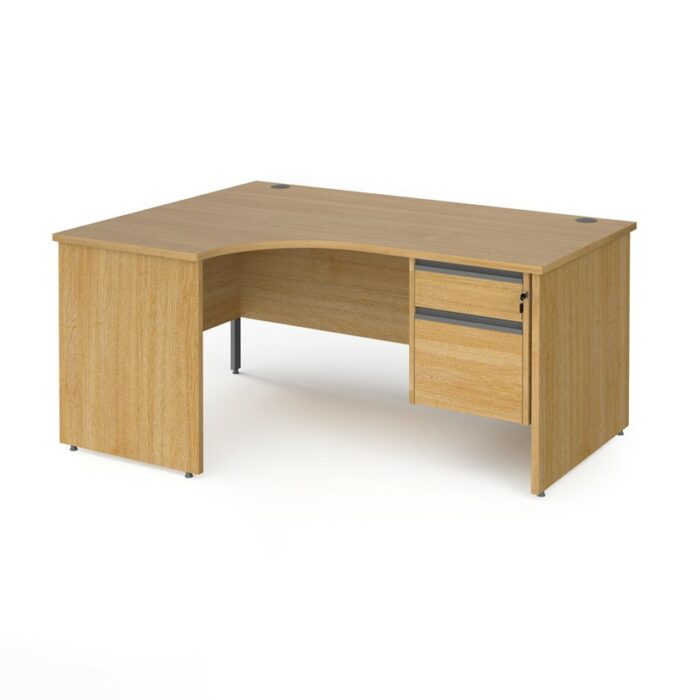 DAMS Contract 25 left hand ergonomic desk with 2 drawer graphite pedestal and panel leg-26874