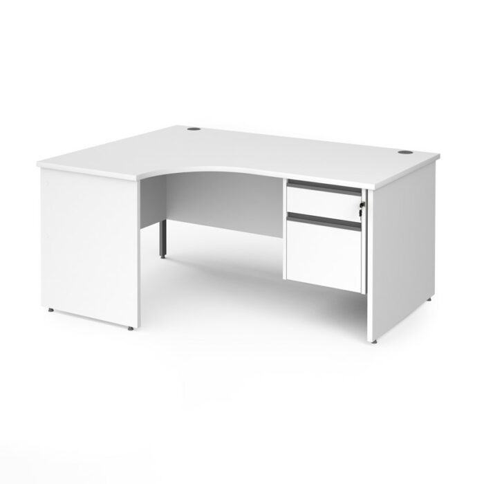 DAMS Contract 25 left hand ergonomic desk with 2 drawer graphite pedestal and panel leg-26872
