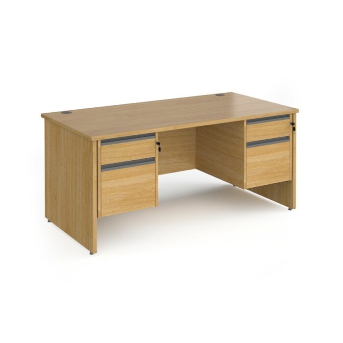 DAMS Contract 25 straight desk with 2 and 2 drawer graphite pedestals and panel leg-26858
