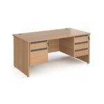 DAMS Contract 25 straight desk with 2 and 3 drawer graphite pedestals and panel leg-0
