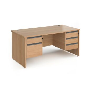DAMS Contract 25 straight desk with 2 and 3 drawer graphite pedestals and panel leg-0
