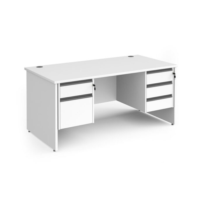 DAMS Contract 25 straight desk with 2 and 3 drawer graphite pedestals and panel leg-26860