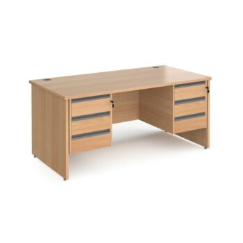 DAMS Contract 25 straight desk with 3 and 3 drawer graphite pedestals and panel leg-0