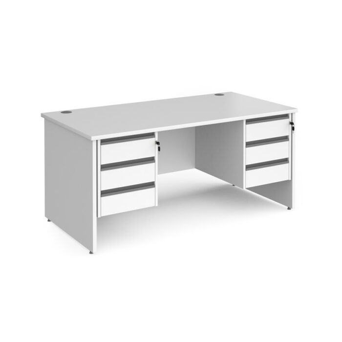 DAMS Contract 25 straight desk with 3 and 3 drawer graphite pedestals and panel leg-26864
