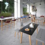 DAMS Crew rectangular table with oak leg frame and mdf top with chamfered edges - made to order-27482