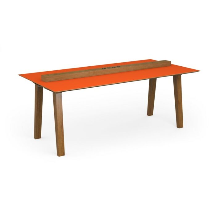 DAMS Crew worktable 2000mm x 1000mm with oak power bar and mdf top with chamfered edges-27494
