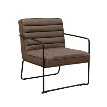 BIG DEALS DAMS Decco ribbed lounge chair with black metal frame - brown leather-0