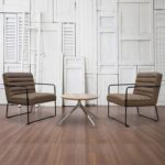 BIG DEALS DAMS Decco ribbed lounge chair with black metal frame - brown leather-26248
