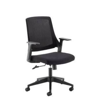 Dams Duffy black mesh back operator chair with black fabric seat and black base-0