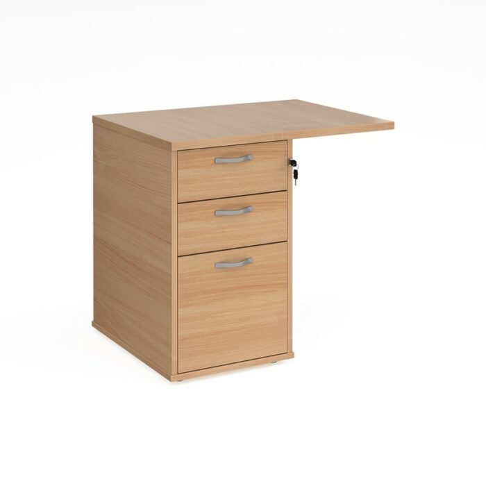 Dams Desk high 3 drawer pedestal 600mm deep with 800mm flyover top - beech-0