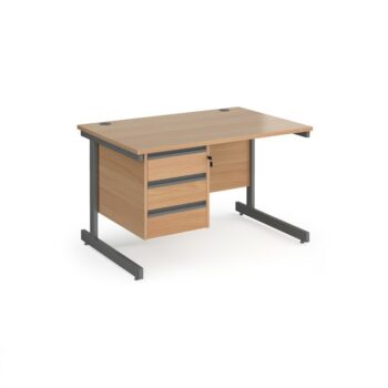 DAMS Contract 25 straight desk with 3 drawer pedestal-0