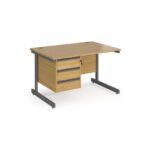 DAMS Contract 25 straight desk with 3 drawer pedestal-26766