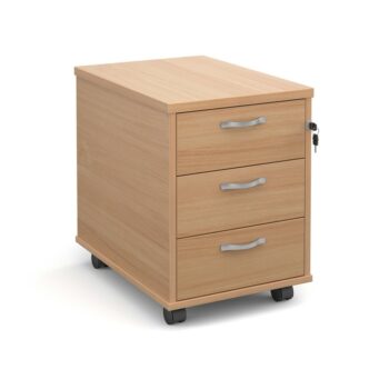 Dams Mobile 3 drawer pedestal with silver handles 600mm deep - beech-0