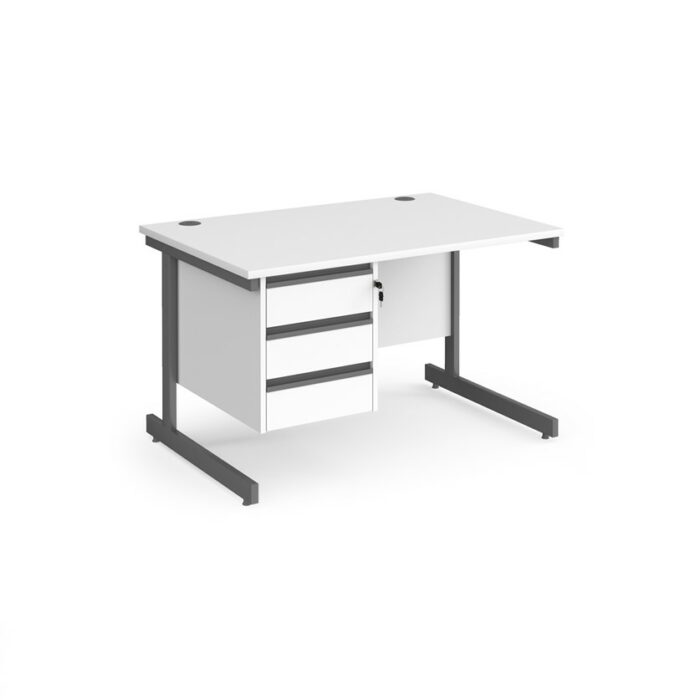 DAMS Contract 25 straight desk with 3 drawer pedestal-26764