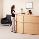 Dams Denver reception 45° curved base unit 1800mm - beech-26688