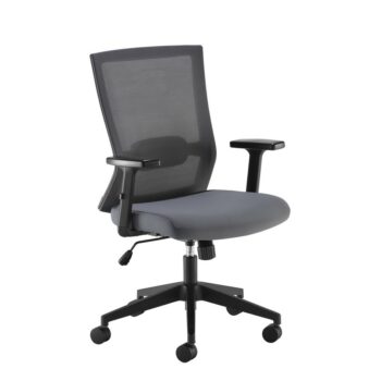 Dams Travis grey mesh back operator chair with grey fabric seat and black base-0