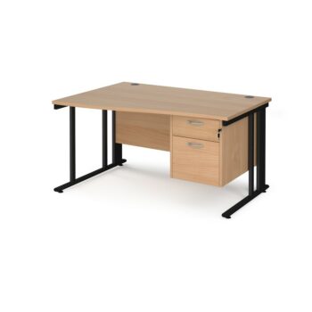 DAMS Maestro 25 left hand wave desk with 2 drawer pedestal-0