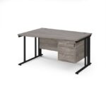 DAMS Maestro 25 left hand wave desk with 3 drawer pedestal-26459