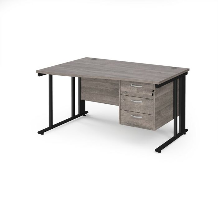 DAMS Maestro 25 left hand wave desk with 3 drawer pedestal-26459