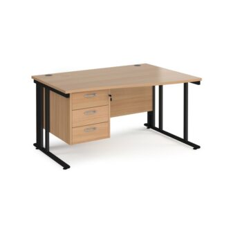 DAMS Maestro 25 right hand wave desk with 3 drawer pedestal-0