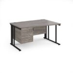DAMS Maestro 25 right hand wave desk with 3 drawer pedestal-26462