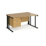 DAMS Maestro 25 right hand wave desk with 3 drawer pedestal-26464
