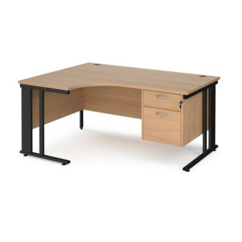 DAMS Maestro 25 left hand ergonomic desk with 2 drawer pedestal-0