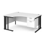 DAMS Maestro 25 left hand ergonomic desk with 2 drawer pedestal-26476