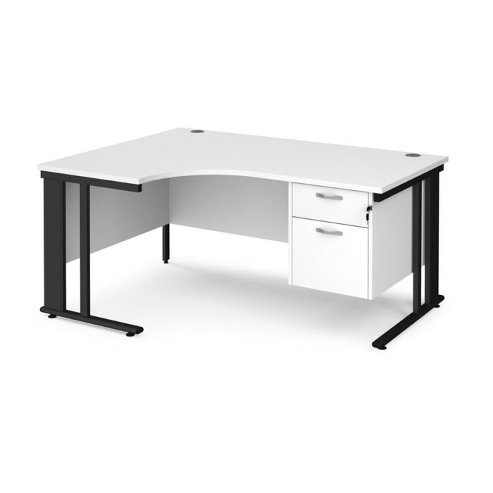 DAMS Maestro 25 left hand ergonomic desk with 2 drawer pedestal-26476