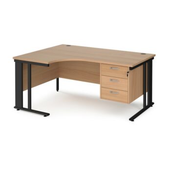 DAMS Maestro 25 left hand ergonomic desk with 3 drawer pedestal-0