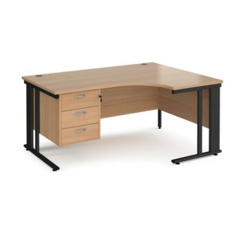 DAMS Maestro 25 right hand ergonomic desk with 3 drawer pedestal-0