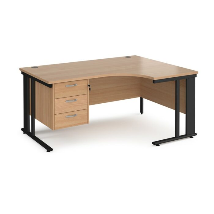 DAMS Maestro 25 right hand ergonomic desk with 3 drawer pedestal-0