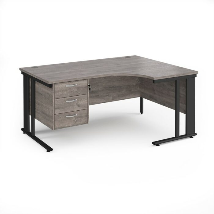 DAMS Maestro 25 right hand ergonomic desk with 3 drawer pedestal-26495