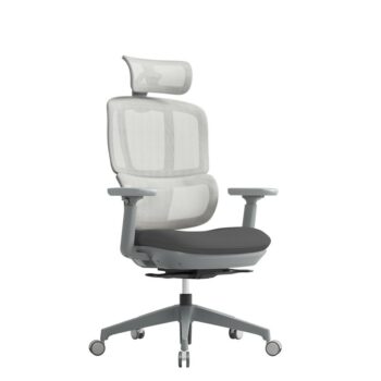 DAMS Shelby grey mesh back operator chair with headrest and grey fabric seat-0