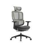 DAMS Shelby black mesh back operator chair with headrest and black fabric seat-0