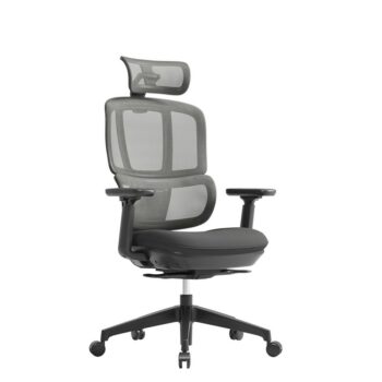 DAMS Shelby black mesh back operator chair with headrest and black fabric seat-0