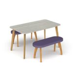 DAMS Enable curved bench seating 1200mm with four solid oak legs-27456