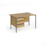 DAMS Contract 25 straight desk with 3 drawer pedestal and graphite H-Frame leg-26882