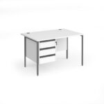 DAMS Contract 25 straight desk with 3 drawer pedestal and graphite H-Frame leg-26881