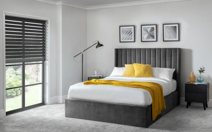 Julian Bowen Langham Scalloped Headboard Storage Bed - Grey-0