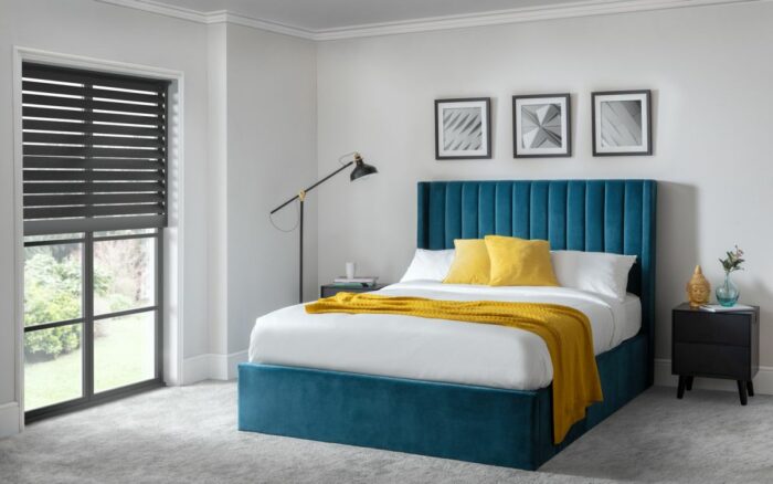 Julian Bowen Langham Scalloped Headboard Storage Bed - Teal-0