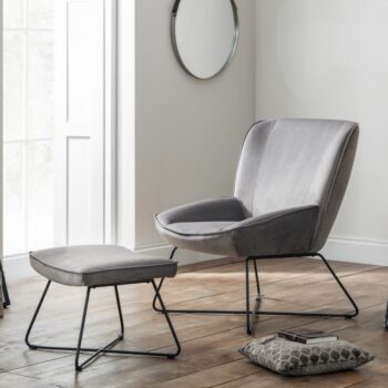 Julian Bowen Mila Velvet Accent Chair & Stool -0