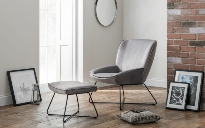 Julian Bowen Mila Velvet Accent Chair & Stool -0