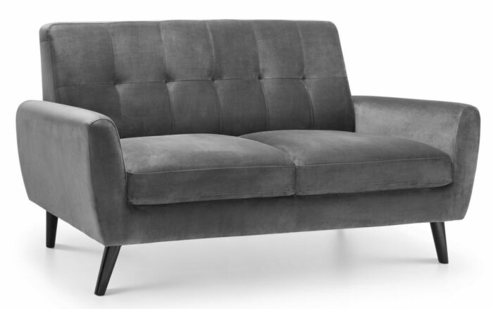 julian bowen Monza Retro 2 Seat Sofa Mid Grey Velvet-0