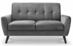 julian bowen Monza Retro 2 Seat Sofa Mid Grey Velvet-25754